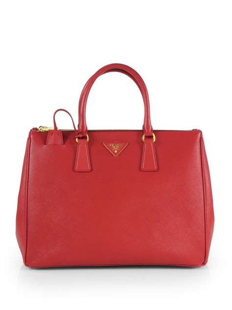 prada saffiano red fuoco|PRADA Saffiano Large Galleria Double Zip Tote .